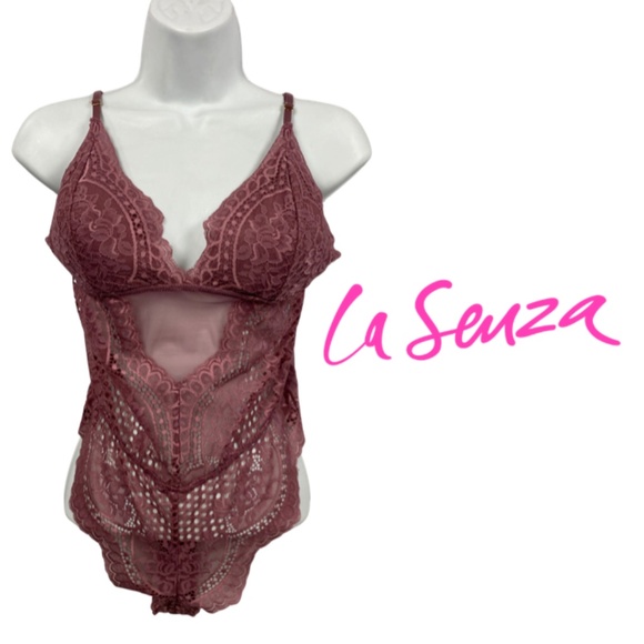 La Senza Sheer Lace Bodysuit – Mauve – Size Large - Picture 1 of 10